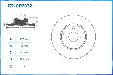 CWORKS C210R2032 Диск тормозной передний вентилируемый D277мм - 2