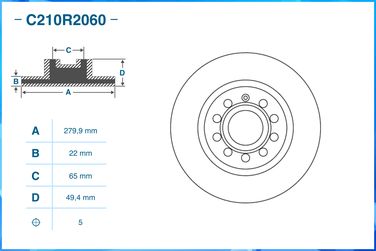 CWORKS C210R2060 Диск тормозной передний вентилируемый D280мм - 2