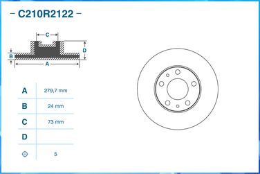 CWORKS C210R2122 Диск тормозной передний вентилируемый D280мм - 2