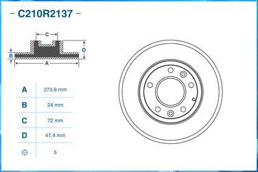 CWORKS C210R2137 Диск тормозной | перед | - 2