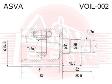 Asva VOIL-002 Шрус внутренний левый 26x31x26 - 2