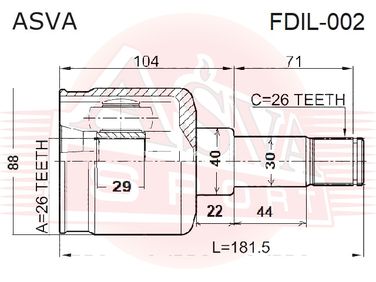 Asva FDIL-002 Шрус внутренний левый 26x40x26 | перед лев | - 2