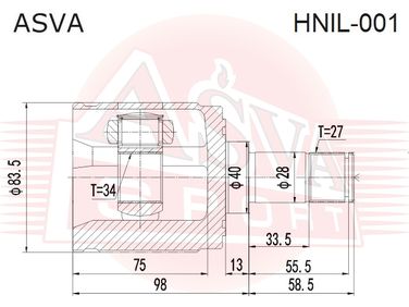 Asva HNIL-001 Шрус внутренний левый 34x40x27 | перед лев | - 2