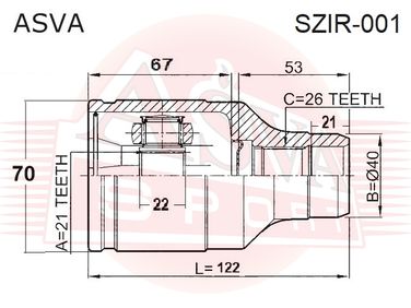 Asva SZIR-001 Шрус внутренний правый 21x40x26 | перед прав | - 2