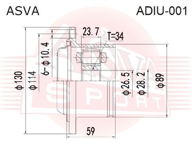 Asva ADIU-001 Шрус внутренний 34x114 | перед | - 2