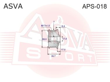 Asva APS-018 Шкив обгонный генератора - 2
