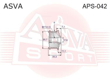Asva APS-042 Шкив обгонный генератора - 2