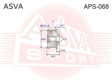 Asva APS-068 Шкив обгонный генератора - 2