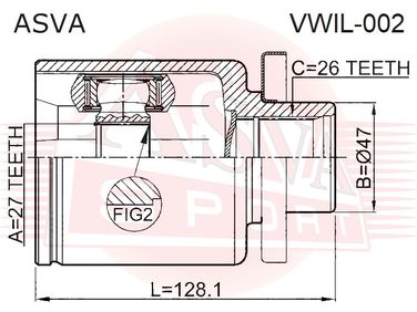 Asva VWIL-002 Шрус внутренний левый | перед лев | - 2