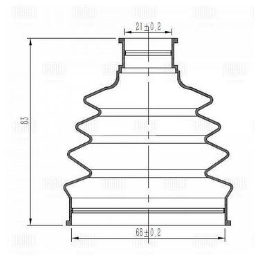 Trialli FG 0812 Пыльник ШРУСа для а/м Hyundai Tucson (04-) 2.0i (наруж.компл: хомуты/смазка/крепеж) (cr) - 1