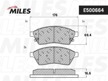 Miles E500664 Колодки тормозные cadillac SRX 09- передние Ceramic - 2