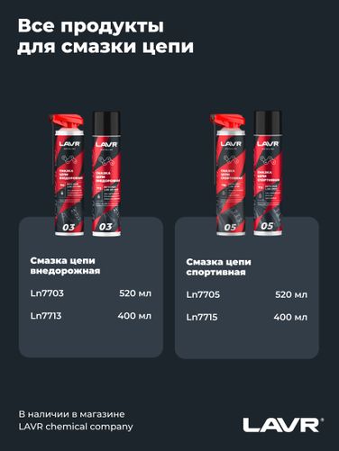 LAVR Ln7703 Moto Смазка цепи Внедорожная, 520 мл - 3