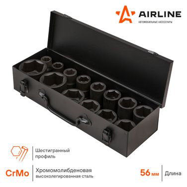 AIRLINE ATAS044 Набор головок ударн. 3/4 56мм 14пр. (17,19,21,22,24,27,30,32,34,35,36,41,46,50мм) кейс - 1