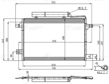 Luzar LRAC 1520 Радиатор кондиц. для а/м Mercedes-Benz a (w169) (04-)/b (w245) (05-) - 3