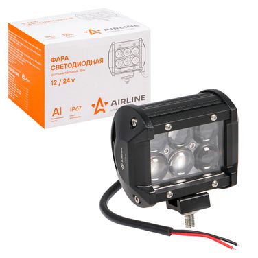AIRLINE ALED042 Фара светодиодная (балка) двухрядная, 6 LED 4D линза, 18w, (98х78х65) 12/24v - 1