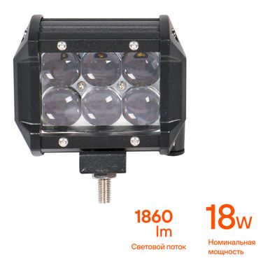AIRLINE ALED042 Фара светодиодная (балка) двухрядная, 6 LED 4D линза, 18w, (98х78х65) 12/24v - 2