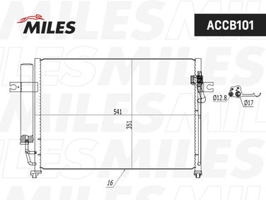 Miles ACCB101 Конденсер hyundai getz 1.1/1.3/1.4/1.6 02- - 2