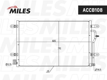 Miles ACCB108 Конденсер VAG a4/a6 1.6/1.8/2.4/3.0/1.9-2.5 TDi 00-06 - 3