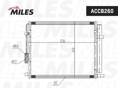 Miles ACCB260 Конденсер hyundai santa FE 2.0d/2.2d A/T 12- - 3