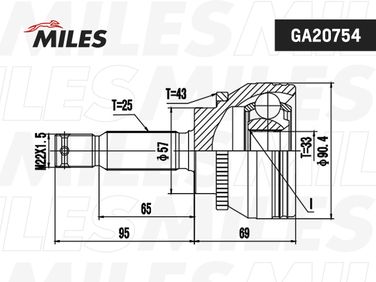 Miles GA20754 Шрус mitsubishi galant dj1a/dj3a/dj5a 2006-нар. ABS - 3