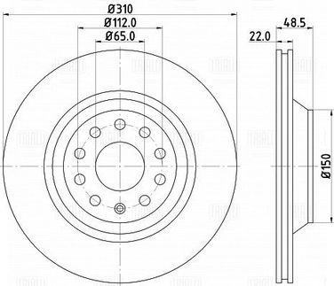 Trialli DF 180128 Диск торм. для а/м Audi A3 (03-)/vw Golf v (03-)/Golf VI (08-) зад. d=310 | зад | - 3
