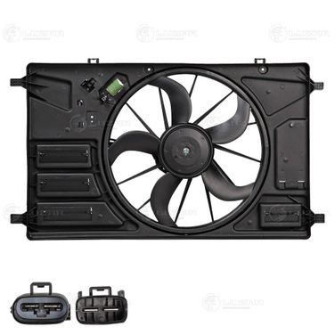 Luzar LFK 1014 Э/вентилятор охл. для а/м Ford Transit (13-) 2.2d FWD (с кожухом и резист.) - 1
