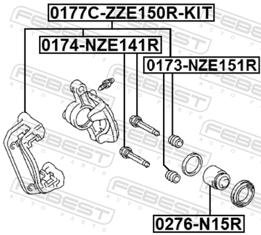Febest 0177C-ZZE150R-KIT Скоба тормозного суппорта (комплект) | зад прав/лев | - 2