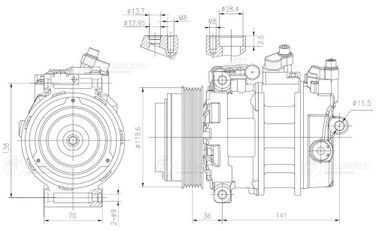 Luzar LCAC 1552 Компрессор кондиционера для а/м c (w202) (93-)/e (w210) (95-)/Sprinter (95-) - 3