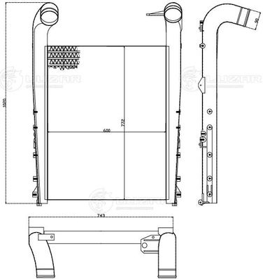 Luzar LRIC 0914 ОНВ (радиатор интеркулера) для а/м Renault Trucks Magnum (04-)/Premium (05-) - 3