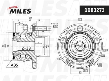 Miles DB83273 Ступица колеса с интегрированным подшипником - 2