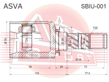 Asva SBIU-001 Шрус внутренний 29x35x25 - 1
