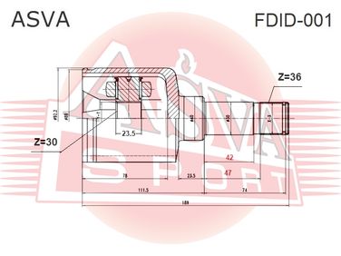 Asva FDID-001 Шрус внутренний левый 30x40x36 - 1