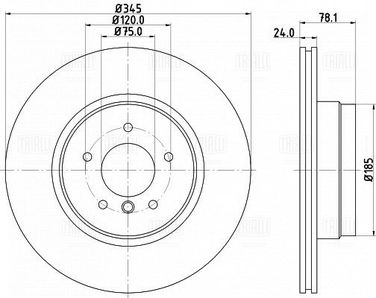 Trialli DF 261504 Диск тормозной для а/м BMW X5 (e70) (07-)/(f15) (13-)/x6 (e71) (08-)/(f16) (14-) зад. d=345 | зад | - 3