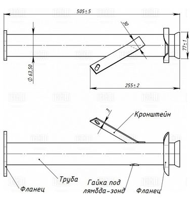 Trialli ECP 0303 Труба переходная (вст. вм. кат-ра) для а/м Газель 3302 Евро-3 (алюм. сталь) - 2