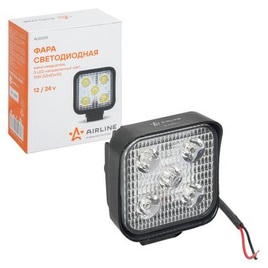 AIRLINE ALED011 Фара светодиодная мини квадратная, 5 LED направленный свет, 15w, (83х83х36) 12/24v - 1
