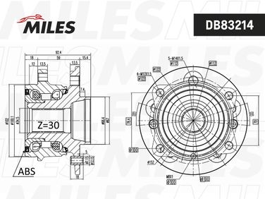 Miles DB83214 Ступица колеса с интегрированным подшипником - 2