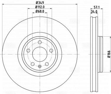 Trialli DF 185112 Диск тормозной для а/м Audi A4 (16-)/a5 (16-)/q5 (18-)/q7 (15-) перед. d=349 (окраш.) | перед | - 1