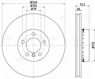 Trialli DF 190427 Диск тормозной для а/м BMW 3 (f30) (11-)/4 (f32) (13-)/1 (f20) (11-) перед. d=340 (окраш.) | перед | - 3