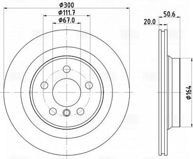 Trialli DF 190422 Диск тормозной для а/м BMW X1 (f48) (14-)/Mini Countryman (16-) зад. d=300 (окраш.) | зад | - 3