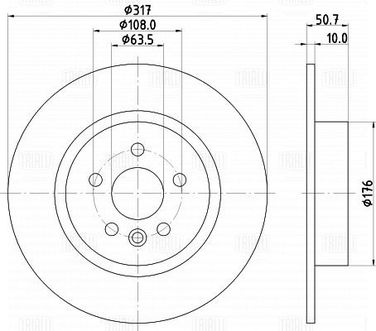 Trialli DF 190444 Диск тормозной для а/м Land Rover Range Rover Evoque (16-) зад. d=317 (окраш.) | зад | - 3
