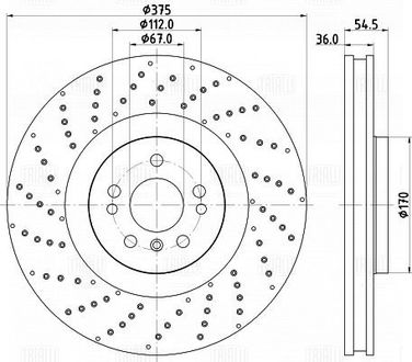 Trialli DF 190420 Диск тормозной для а/м Mercedes GLE (w166) (15-)/m (w166) (11-) перед. d=375 (перф./окраш.) | перед | - 3