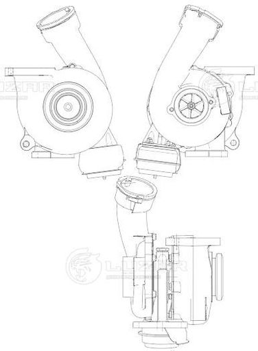 Luzar LAT 1805 Турбокомпрессор для а/м VW Transporter T5 (03-)/Multivan (03-) 2.5TDi (тип gt2056v) [axe, bpc] - 4