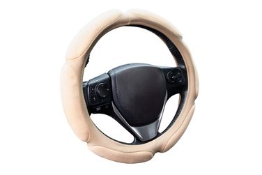 KRAFT KT 800357 Оплетка рулевого колеса 6 спонжей эко-кожа перфорированная + алькантара, бежевая, диаметр 37-39 см, размер м - 2