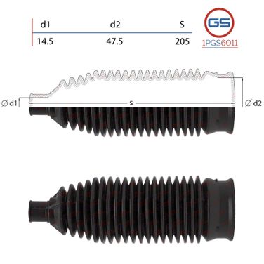 GS 1PGS6011 Пыльник рулевой рейки размер: 14,5x47,5x205 - 1