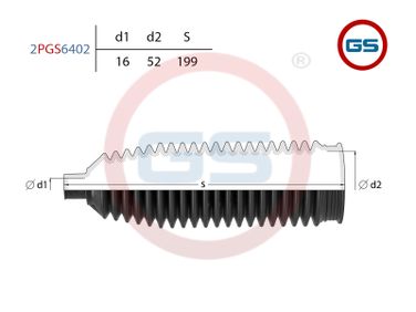 GS 2PGS6402 Пыльник рулевой рейки размер: 16x52x199 - 2
