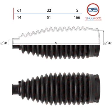 GS 3PGS4601 Пыльник рулевой рейки размер: 14x51x166 - 1