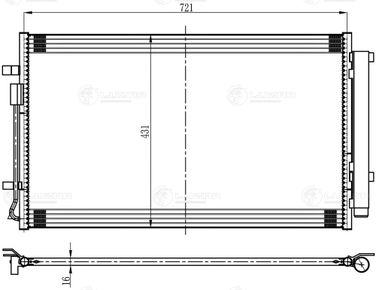 Luzar LRAC 0883 Радиатор кондиц. для а/м Hyundai Santa Fe (18-) (выпуск с 2020г.)/Kia Sorento (20-) 2.5i - 3