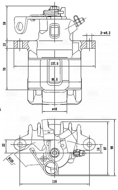 Trialli CF 182013 Суппорт торм. для а/м VW Polo IV (01-) зад. лев. d=34мм | зад лев | - 4