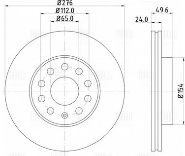 Trialli DF 084310 Диск торм. для а/м Skoda Octavia A7 (13-)/vw Jetta (11-) перед. d=276 | перед | - 1