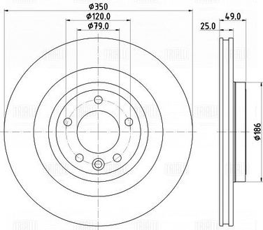 Trialli DF 198020 Диск торм. для а/м Land Rover Range Rover (12-)/Discovery (16-) зад. d=350 (окраш.) | зад | - 3